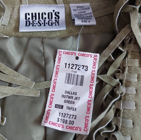 CHICO'S DESIGN Green Leather Jacket Size 3 ($198 New) - Picture 17 of 17